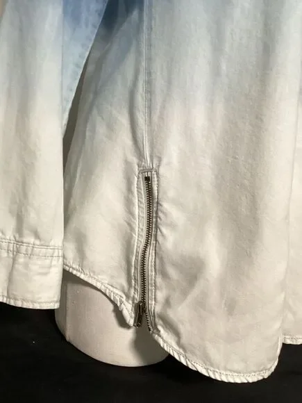 Maurices Women's Size M Blue Ombré Button-Up Tunic Top Long Sleeve Casual - Picture 5 of 10